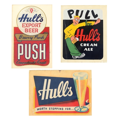 Hulls Beer 1940s Door Decals Lot of 3 Different