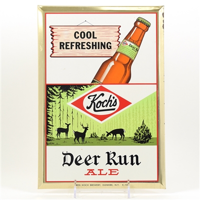 Kochs Deer Run 1960s Tin-Over-Cardboard Sign OUTSTANDING