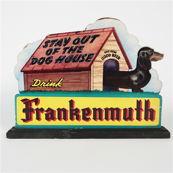 Frankenmuth Beer 1940s Die Cut Cardboard Sign