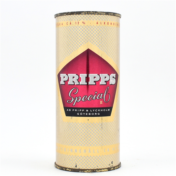Pripps Special Beer 16 Ounce Swedish Flat Top 2 LINE BREWER INFO