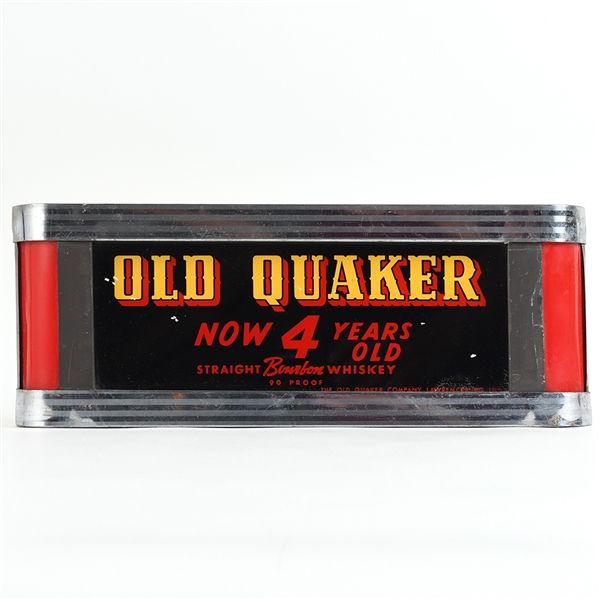Old Quaker Whiskey 1940s Reverse-Painted Glass Sign