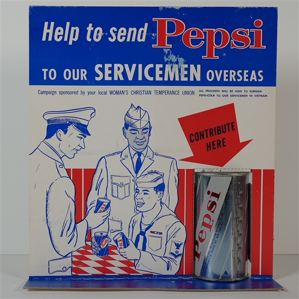 Pepsi Cola Bank Help Send To VIETNAM Servicemen Cardboard Display