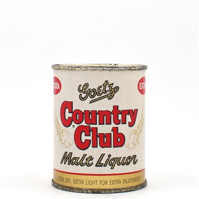 Goetz Country Club Malt Liquor 8 Ounce Flat Top 95 YEARS 240-18
