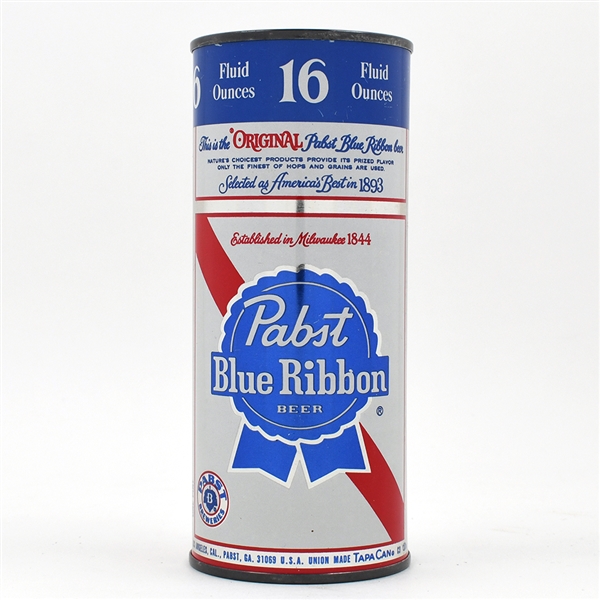 Pabst Blue Ribbon Beer 16 Ounce Lidded as a Flat Top MILWAUKEE UNLISTED
