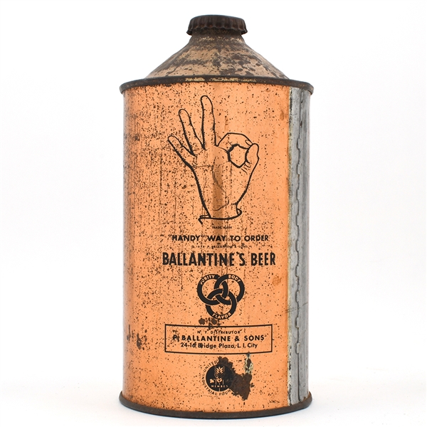Ballantines Beer Quart Cone Top HANDY WAY UNLISTED