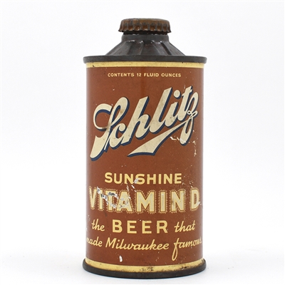 Schlitz Vitamin D Beer Flat Bottom Cone Top NO ALC STATEMENT 183-15