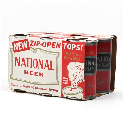 National Bohemian Beer 6-Pack Holder With 6 Zip Top Cans BALTIMORE 96-26