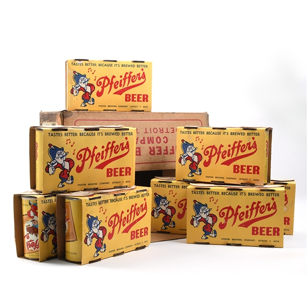Pfeiffer Beer Full Case Carton With 24 Flat Tops in 3-Can Holders