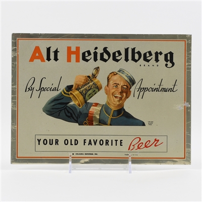 Alt Heidelberg Beer 1940s Leyse Tin-Over-Cardboard Sign
