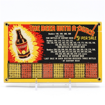 Century Beer 1930s Punch Board