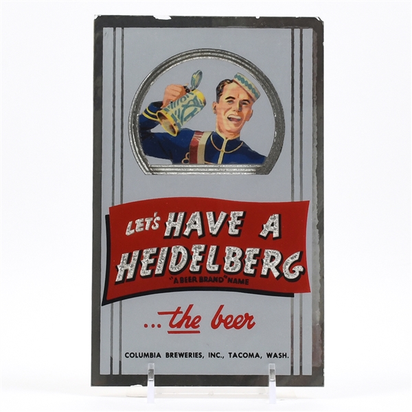 Heidelberg Beer 1950s Beeco Reverse Painted Mirrored Glass Sign