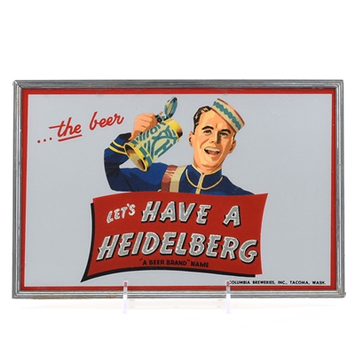 Heidelberg Beer 1950s Reverse Painted Beeco Glass Sign EXCELLENT