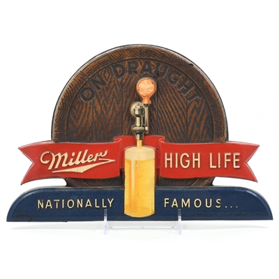 Miller High Life On Draught 1940s Composition Sign