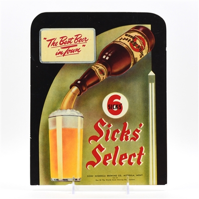 Sicks Select 1940s Glass Sign