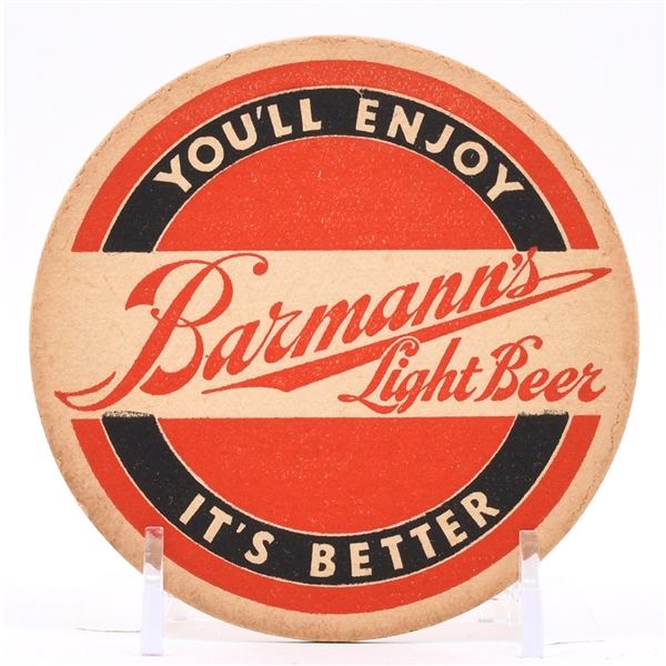 Barmanns Light Beer 1930s Coaster ULTRA RARE