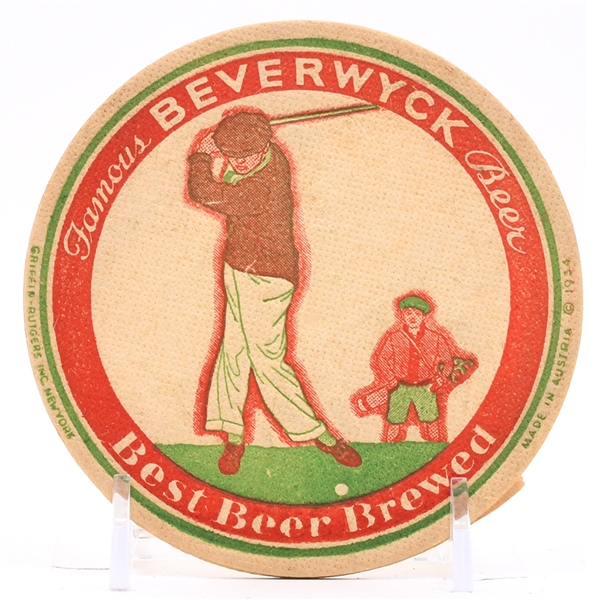 Beverwyck Beer 1930s Sports Series Coaster GOLF