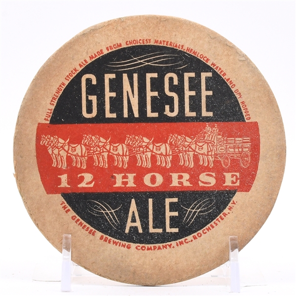 Genesee 12 Horse Ale 1930s Coaster RARE