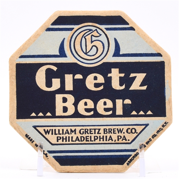 Gretz Beer 1930s Octagonal Coaster RARE