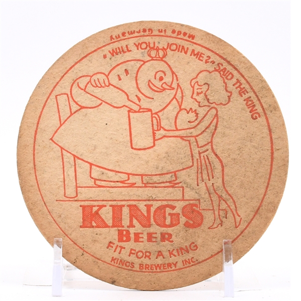Kings Beer 1930s Coaster WILL YOU JOIN ME