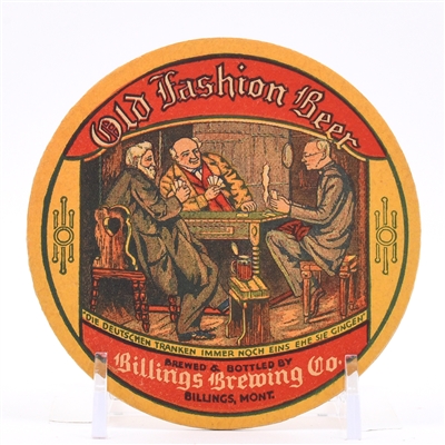 Old Fashioned Beer Full Color 1930s Coaster BILLINGS MONTANA RARE