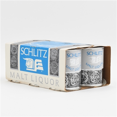 Schlitz Malt Liquor 8 Oz Paper Label Flat Top 6-PACK CARRIER WITH 6 FULL CANS 242-14