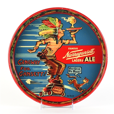 Narragansett Beer-Ale 1940s Serving Tray DR SUESS CHIEF GANSETT