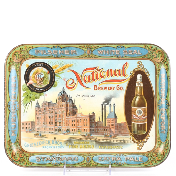 National Brewery St Louis Pre-Prohibition Factory Scene Serving Tray