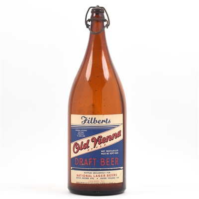 Fillberts Old Vienna Draft Beer 1940s Half Gallon Picnic Bottle