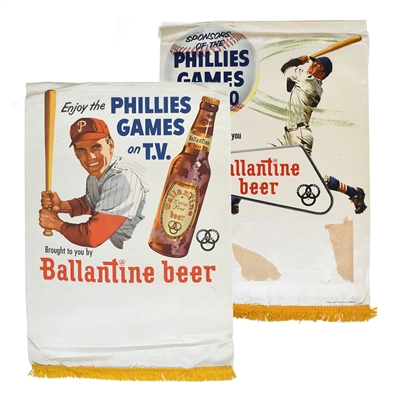 Ballantine Beer 1950s Satin Cloth Phillies Baseball Banners