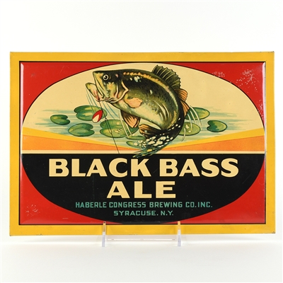 Black Bass Ale 1930s Tin-Over-Cardboard Sign RARE
