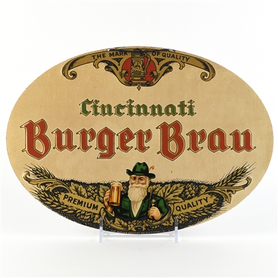 Burger Brau Beer 1940s Embossed Tin Sign SCARCE BROWN VARIANT
