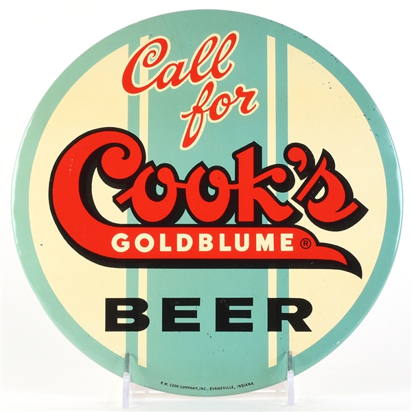 Cooks Goldblume Beer 1940s Button Sign