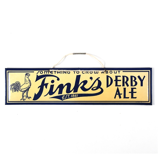 Finks Derby Ale 1930s Small Tin-Over-Cardboard Sign RARE