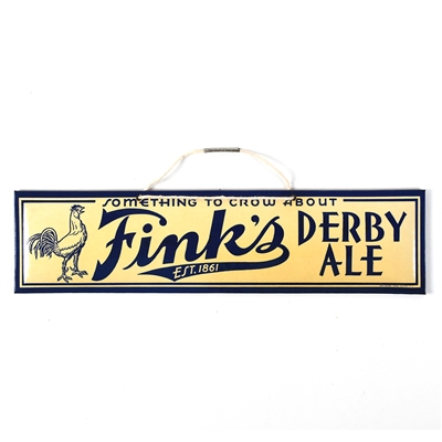 Finks Derby Ale 1930s Small Tin-Over-Cardboard Sign RARE