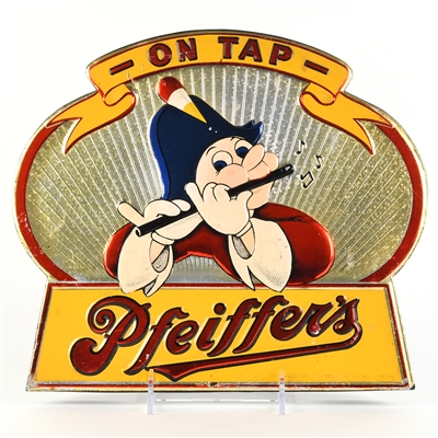 Pfeiffers Beer On Tap 1940s Composition Sign STRIKING