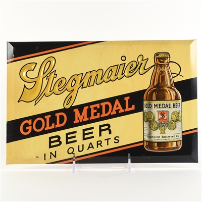 Stegmaier Gold Medal Beer Quart Bottles 1930s Tin-Over-Cardboard Sign