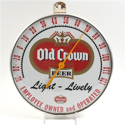 Old Crown Beer 1950s Thermometer Small Logo LIGHT LIVELY