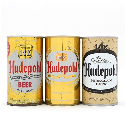 Hudepohl Beer Zip and Pull Tabs Lot of 3 Different INCL TEST CAN 233-30 1 RARE