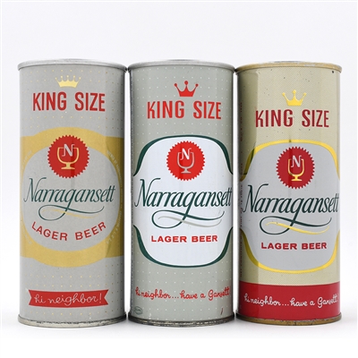 Narragansett Beer 16 Ounce Zip and Pull Tabs Lot of 3 Different