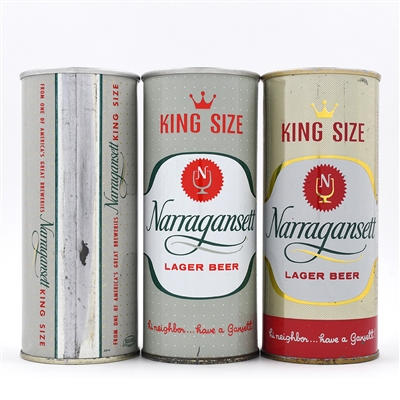 Narragansett Beer 16 Ounce Zip and Pull Tabs Lot of 3 Different