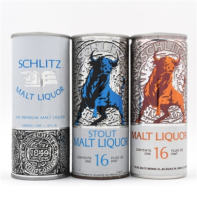 Schlitz Malt Liquor 16 Ounce Pull Tabs Lot of 3 Different