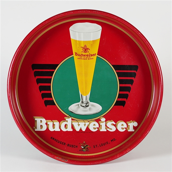 Budweiser Anheuser Busch Pilsner Glass 1940s Tray TOUGH
