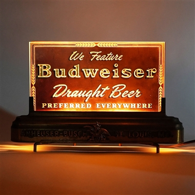 Budweiser Draught Beer Preferred Everywhere ROG Illuminated Sign