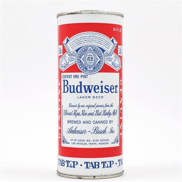 Budweiser Beer 16 Ounce INSERT JUICE TAB 5 CITIES 143-7