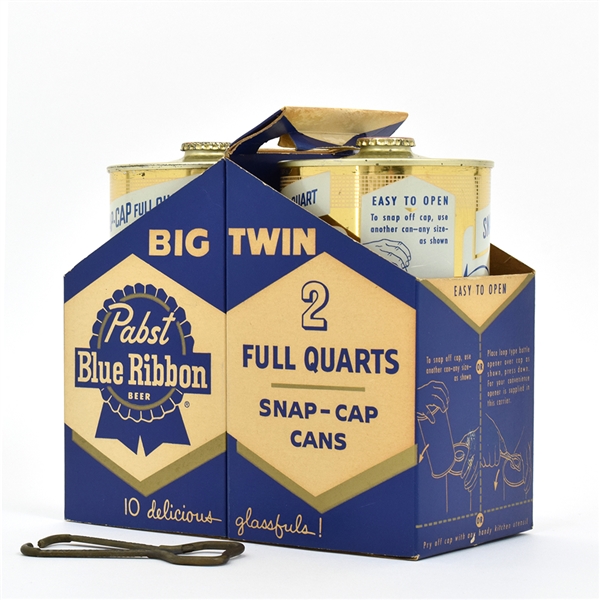 Pabst Blue Ribbon Quart Snap Cap Big Twin Full Carton With Opener 217-3