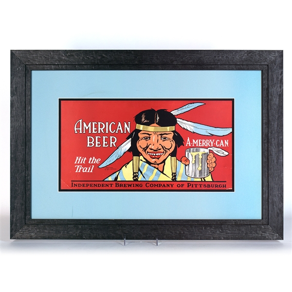 American Beer Pre-Pro Cardboard Sign NATIVE AMERICAN INDEPENDENT BREWING