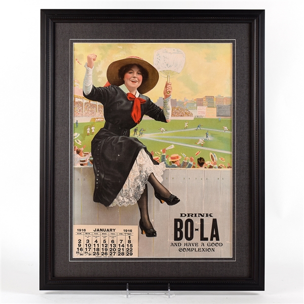 Bo-La Soda 1916 Cardboard Calendar BASEBALL ?CLEVELAND INDIANS?