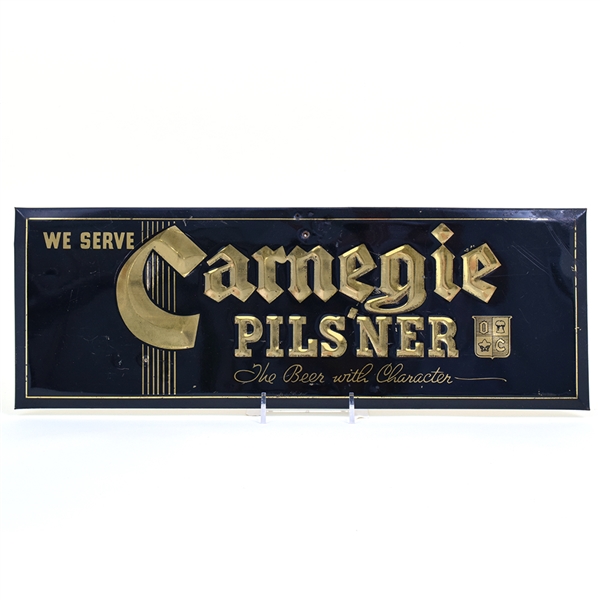 Carnegie Pilsner 1930s Tin-Over-Cardboard Sign