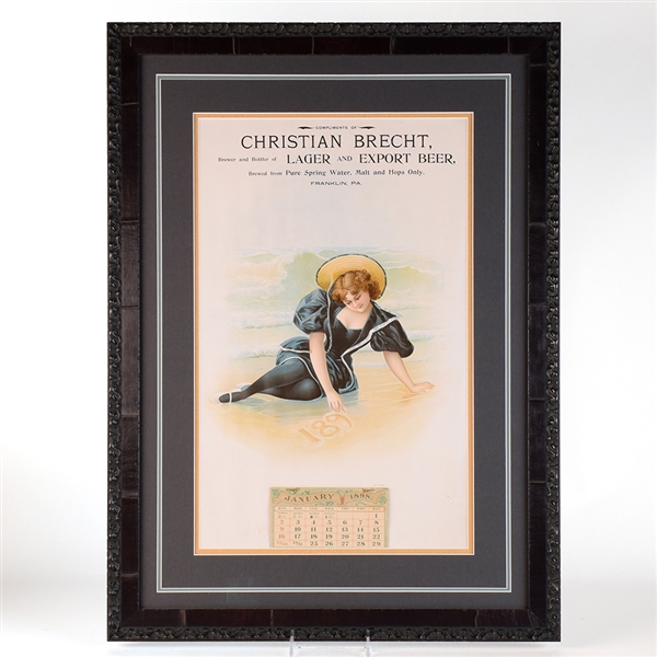 Christian Brecht Pre-Prohibition 1898 Cardboard Calendar Sign