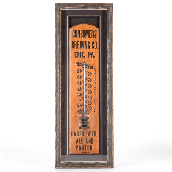 Consumers Brewing Pre-Prohibition Wood Thermometer